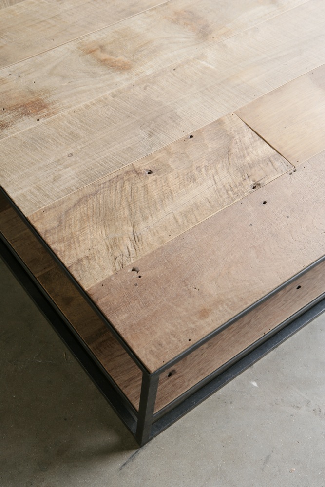 Mesa DD coffee table - made to measure in reclaimed teak flooring by Heerenhuis