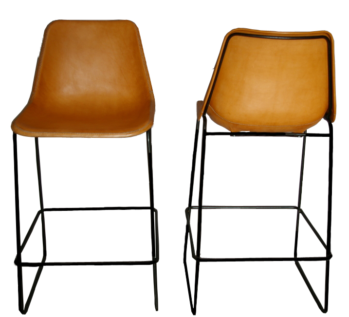 Giron bar stools in natural leather by Sol & Luna