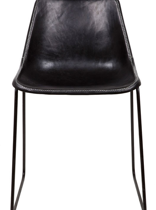 Giron dining chair in black leather by Sol & Luna
