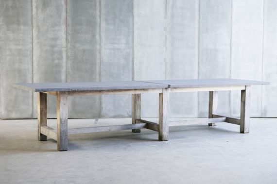 TT outdoor table – made to measure in French Oak & Bluestone by Heerenhuis