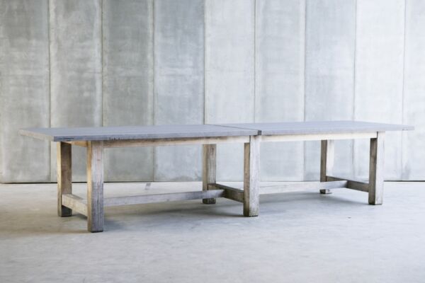 TT outdoor table - made to measure in French Oak & Bluestone by Heerenhuis