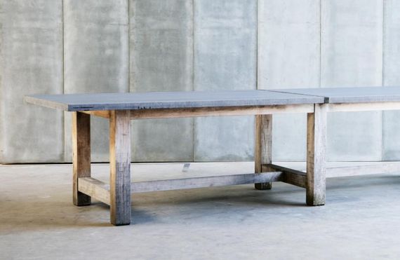 TT outdoor table – made to measure in French Oak & Bluestone by Heerenhuis
