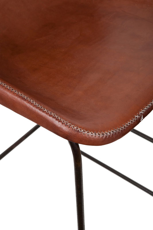 Giron bar stool in brown leather by Sol & Luna