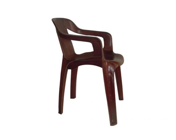 Cheap and Chic armchair in brown leather by Sol&Luna