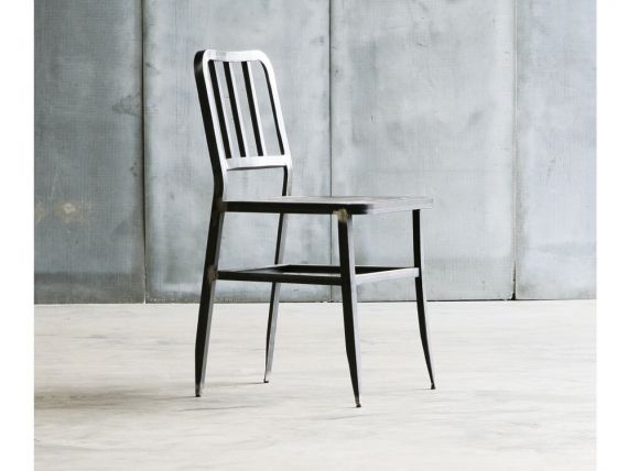 Metal Chair with leather seat by Heerenhuis at Different Like a Zoo
