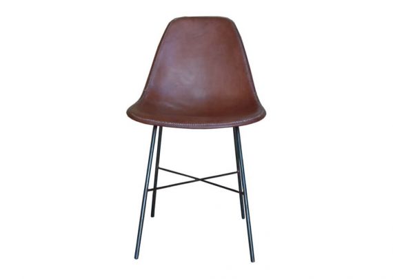Hovy dining chair in brown leather by Sol & Luna