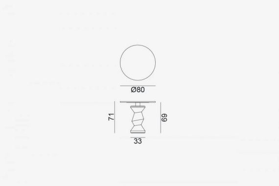 InOut 837 marble table by Gervasoni – technical drawing
