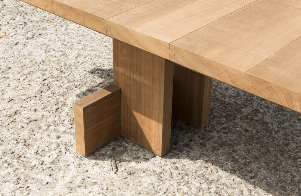 Kombinat table for indoors or outdoors – made to measure in African Ayous by Heerenhuis