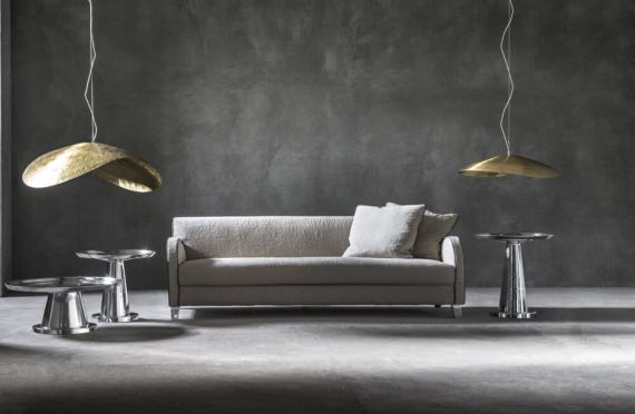 Brass 96 (left) and Brass 95 (right) pendant lights by Gervasoni