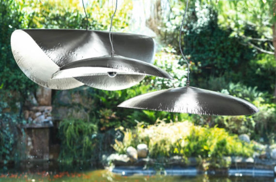 Silver 96 (left) and Silver 95 pendant lights (middle + right) by Gervasoni