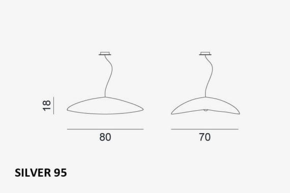 Silver 95 pendant light by Gervasoni – technical drawing
