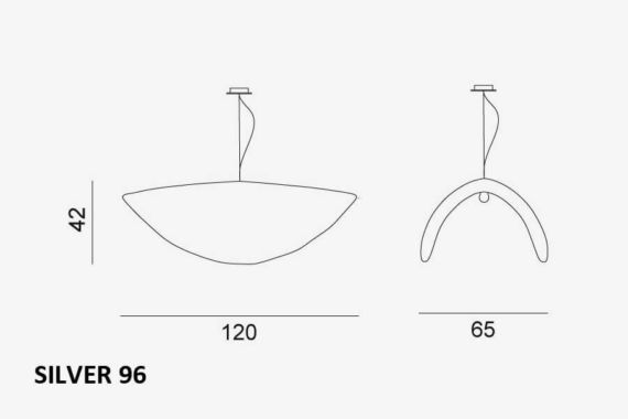 Silver 96 pendant light by Gervasoni – technical drawing