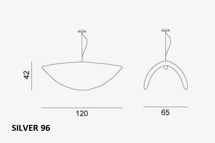 Silver 96 pendant light by Gervasoni - technical drawing