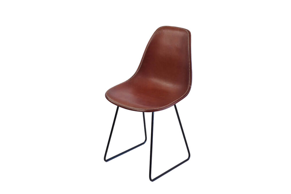 Sidney dining chair in brown leather by Sol & Luna