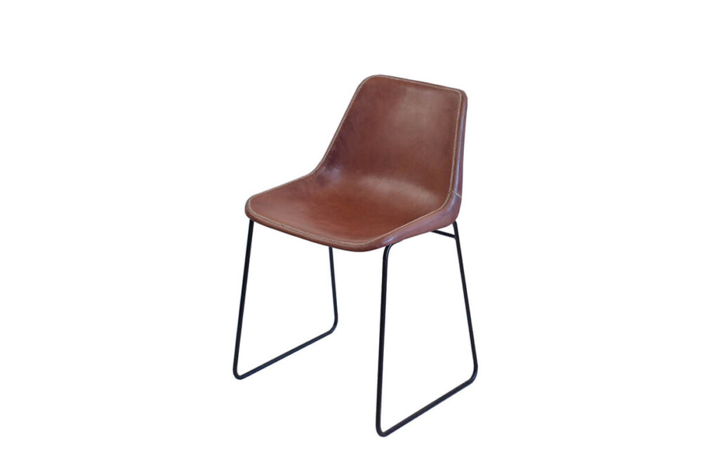 Giron dining chair in brown leather by Sol & Luna