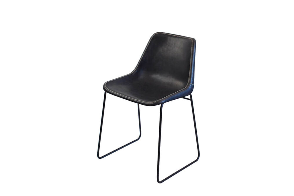 Giron dining chair in black leather by Sol & Luna