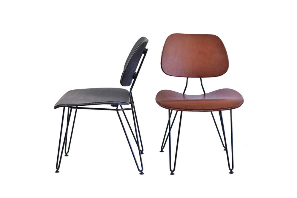 Nordic chair in black leather and brown leather by Sol & Luna
