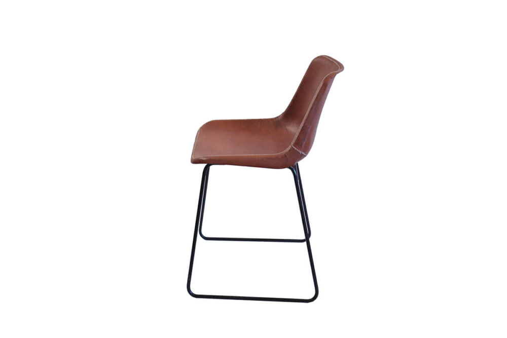 Giron dining chair in brown leather by Sol & Luna