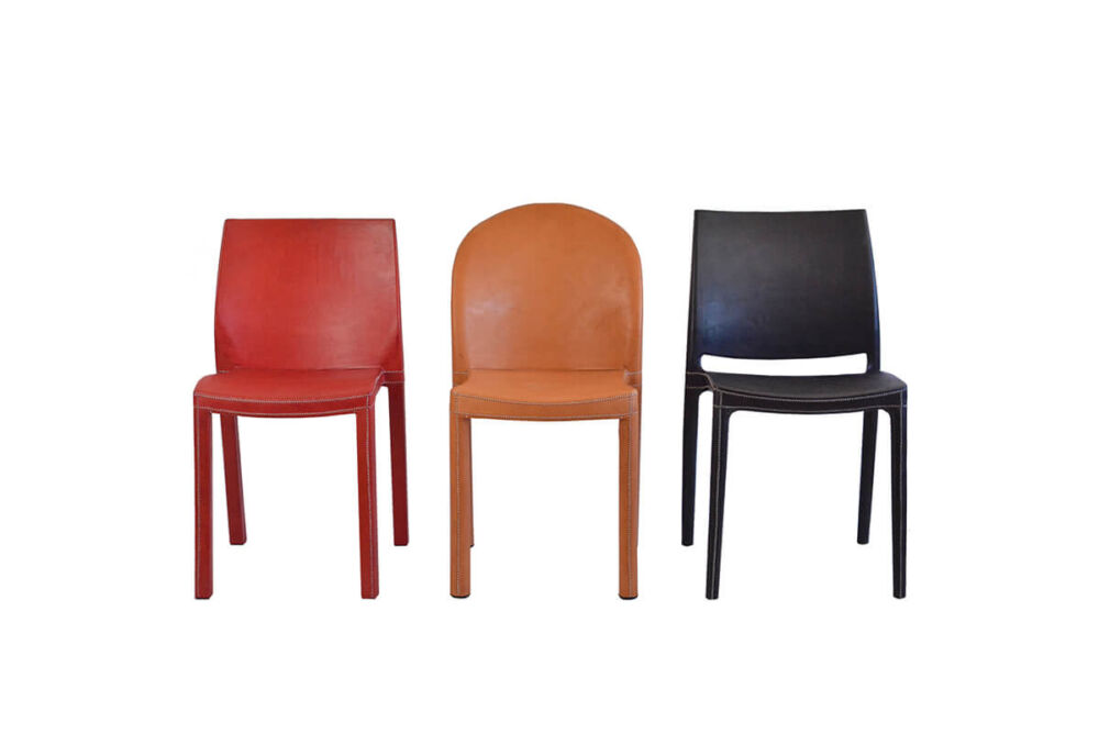 all in leather dining chairs (Square, Round, Pinasco) by Sol & Luna