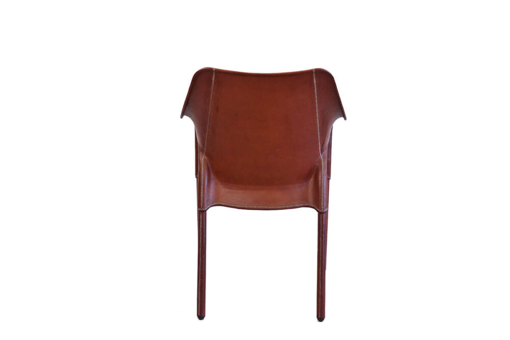 Capiata armchair (back view) in brown leather by Sol & Luna