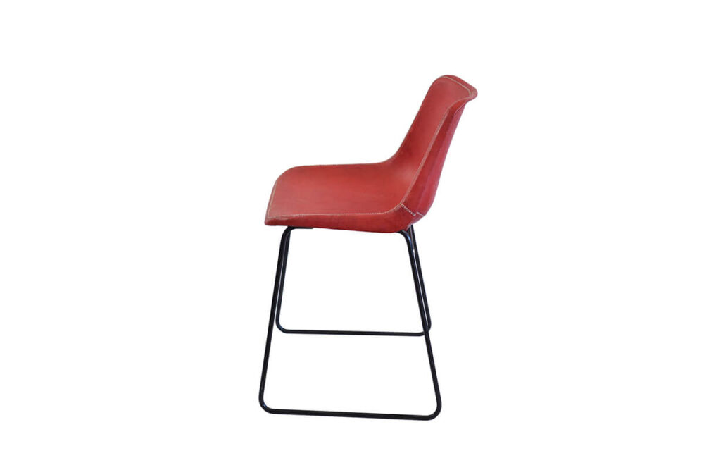 Giron dining chair in red leather by Sol & Luna