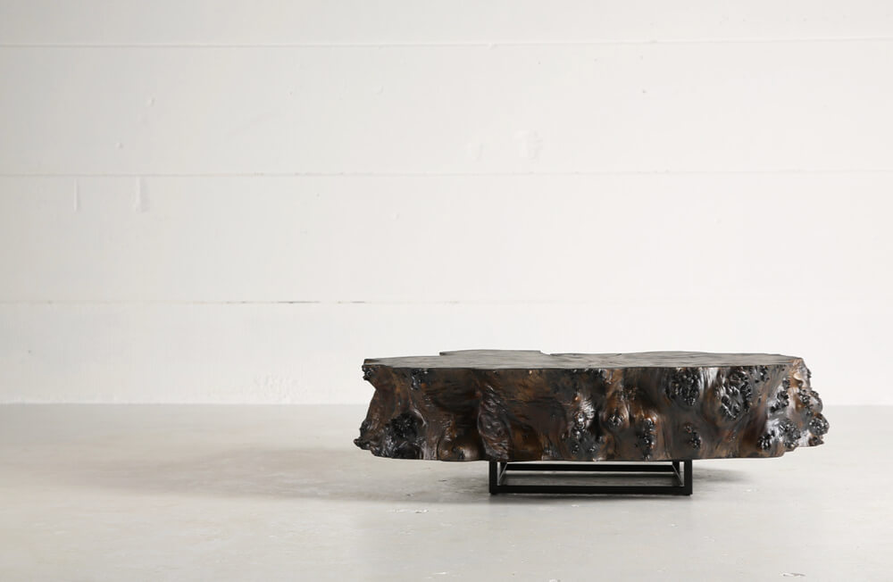 Poplar coffee table with charcoal varnish finish by Heerenhuis