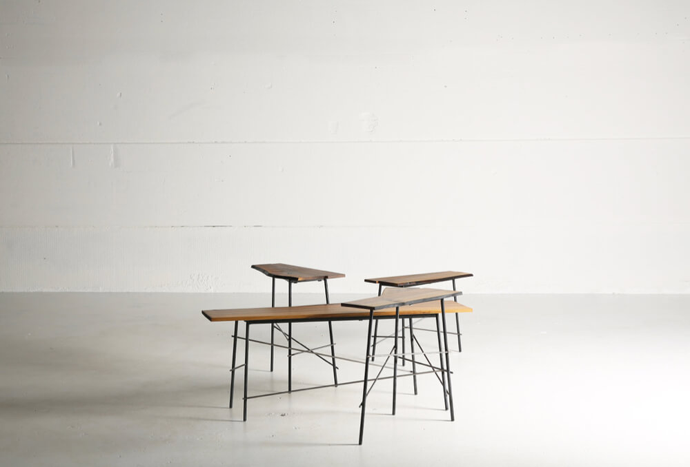 Scrap - coffee tables in Italian walnut & metal by Heerenhuis