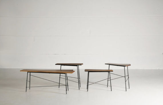 Scrap – coffee tables in Italian walnut & metal by Heerenhuis