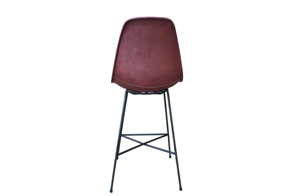 Hovy bar stool in dark brown leather by Sol & Luna