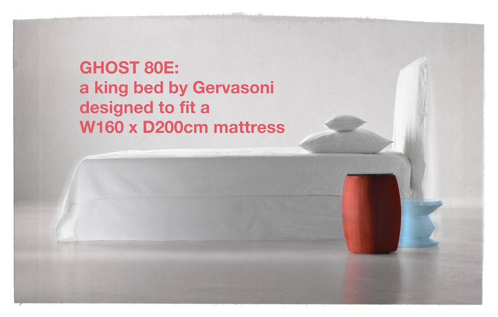 Ghost 80E - a king bed by Gervasoni designed to fit a W160cm x D200cm mattress