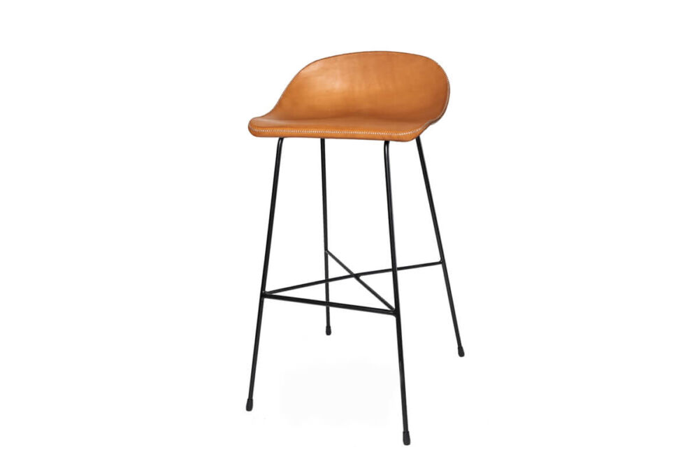 Luis bar stool in natural leather by Sol&Luna