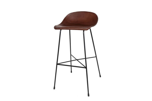 Luis bar stool in brown leather by Sol&Luna