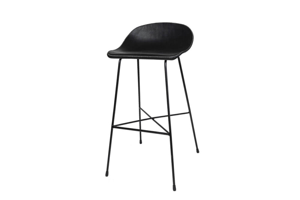 Luis bar stool in black leather by Sol&Luna