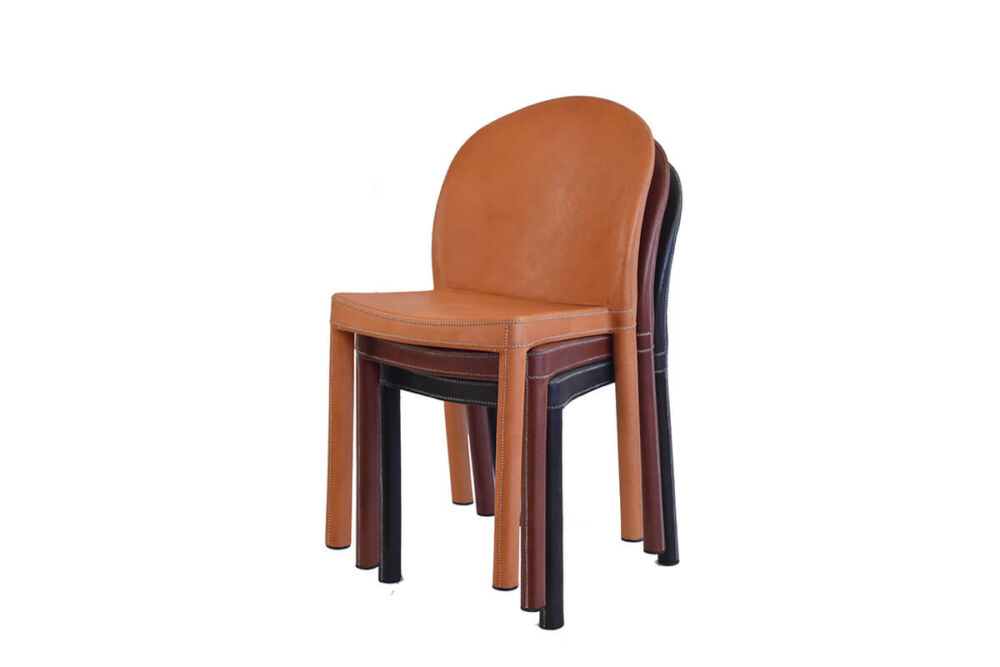 Round chair in a choice of leathers by Sol&Luna