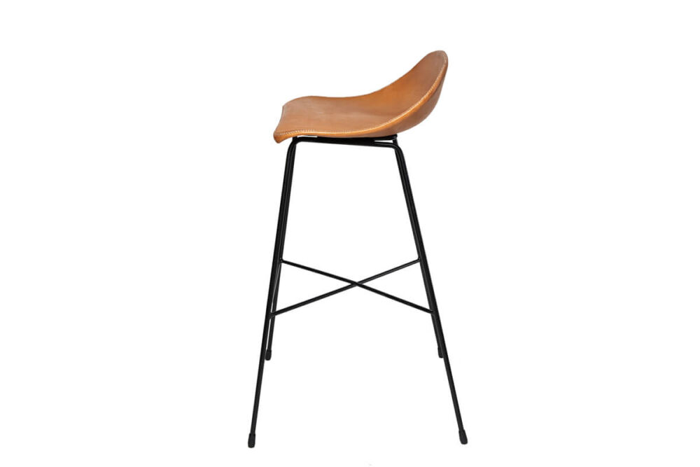 Luis bar stool in natural leather (side view)