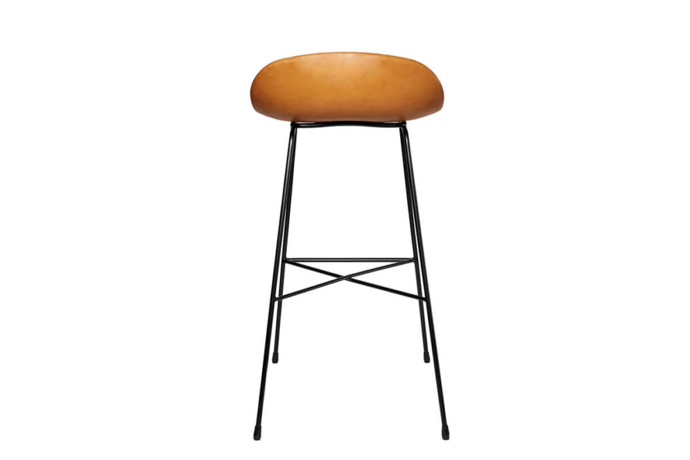Luis bar stool in natural leather (back view)
