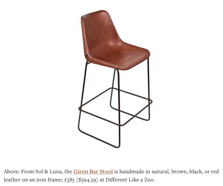 Remodelista article on leather barstools