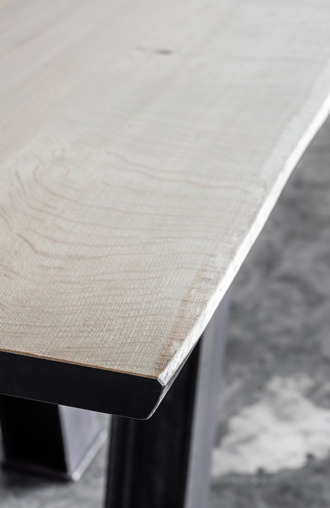 VIR table by Heerenhuis: made from solid rough oak over steel legs