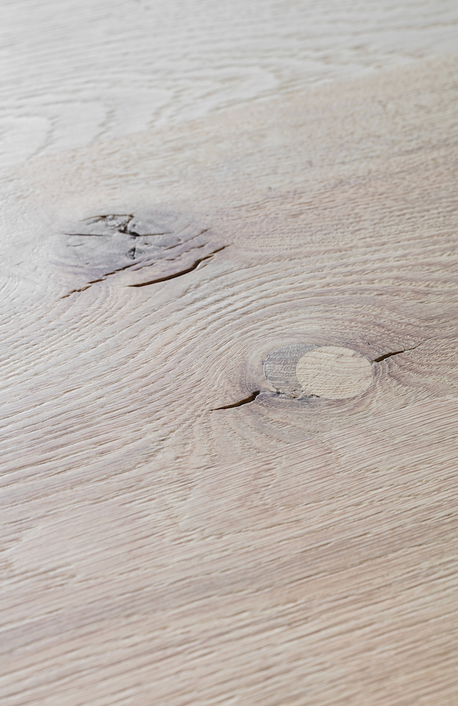 VIR table by Heerenhuis: made from solid rough oak over steel legs