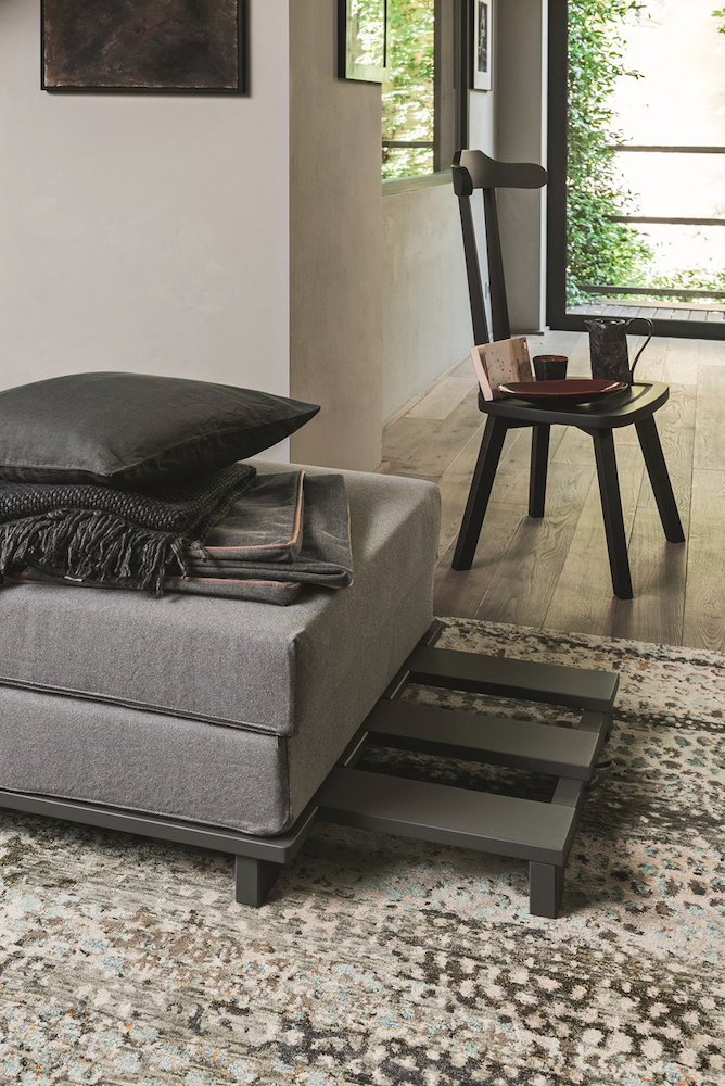 Kubo sofabed by Gervasoni: an ottoman with folding mattress