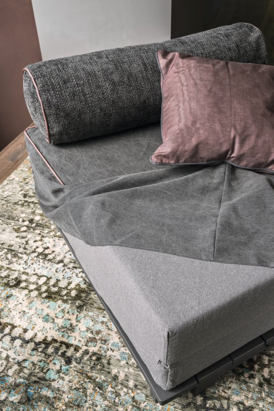 Kubo sofabed by Gervasoni: an ottoman with folding mattress