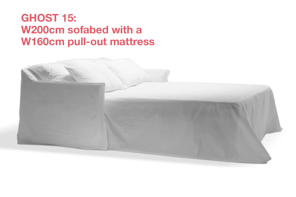 Ghost 15 sofabed by Gervasoni: with a king mattress