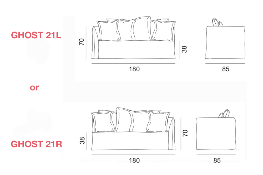 Ghost 21 sofa by Gervasoni: part of an L-shaped modular sofa