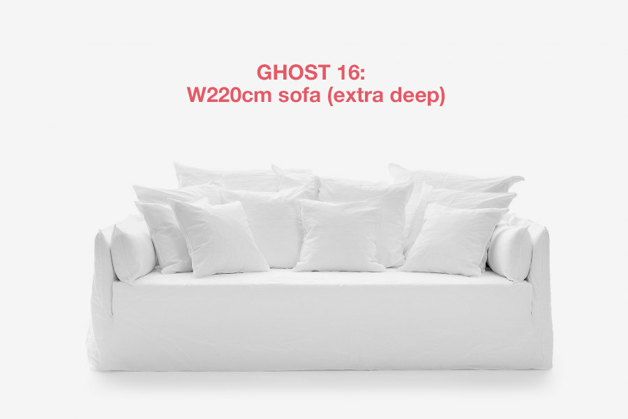 Ghost 16 sofa by Gervasoni: an extra deep four seater