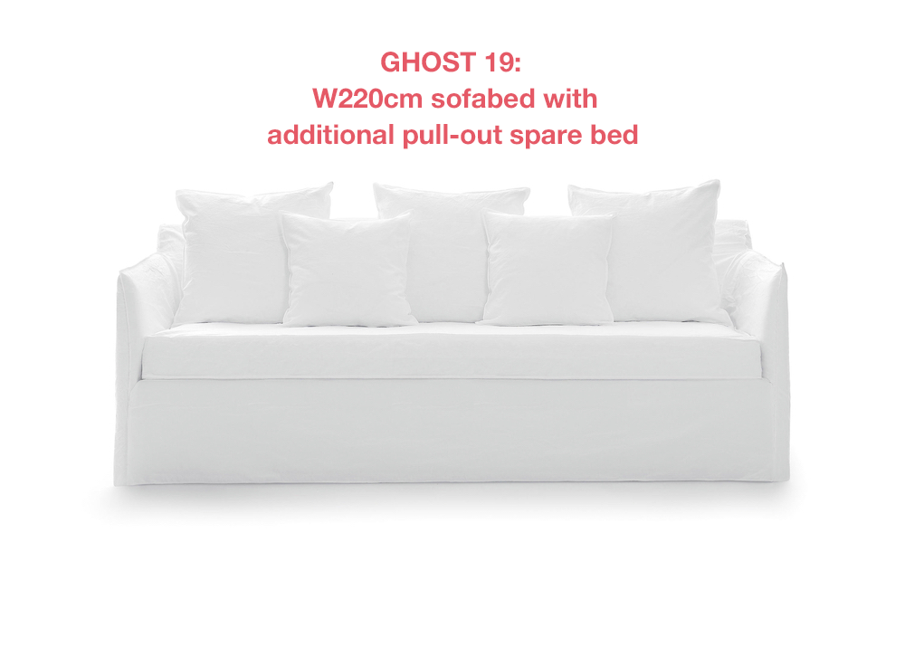 Ghost 19 sofabed by Gervasoni: with additional pull-out spare bed