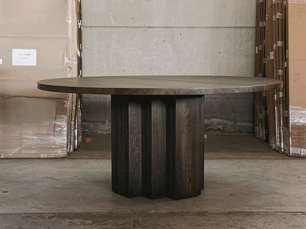 Brix table in oak with charcoal finish