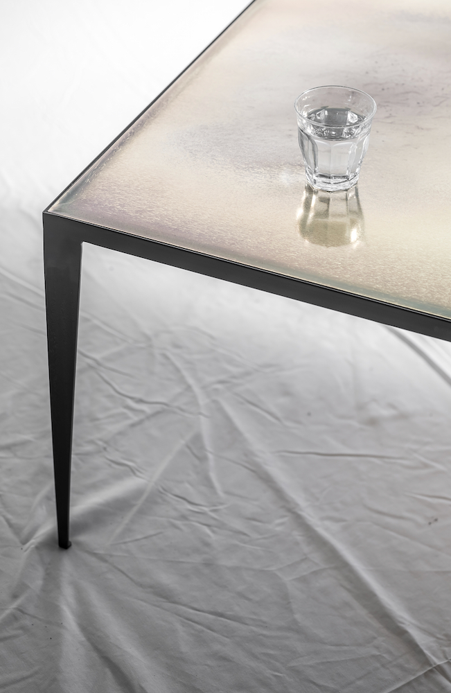 SHRP Chrome coffee table by Heerenhuis (brass finish shown)