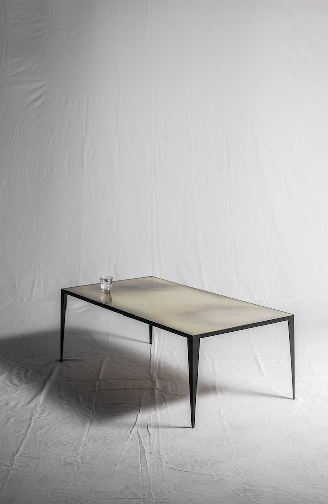SHRP Chrome coffee table by Heerenhuis (brass finish shown)